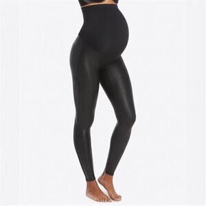 Spanx Mama Faux Leather Leggings Very Black - S